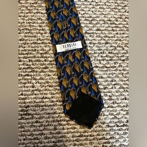 Versini Italian Silk Tie. Black Geometric, GUC
